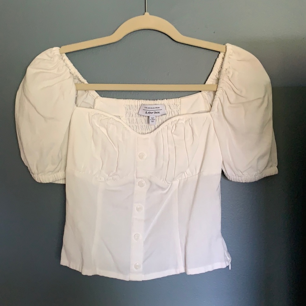 & Other Stories White Puff Sleeved Crop Top